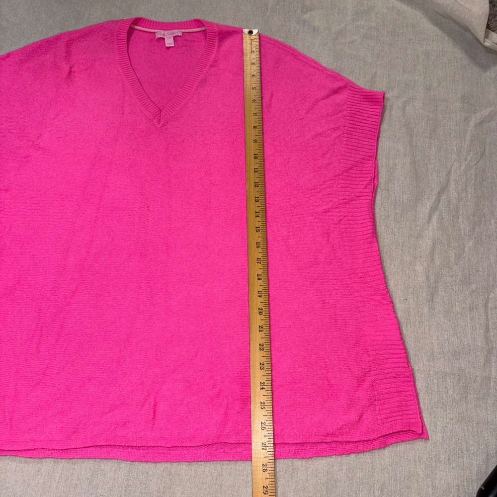 Lilly Pulitzer 100% Cashmere Hot Pink V-Neck Poncho Sweater Womens XS/S Oversize - Picture 4 of 7